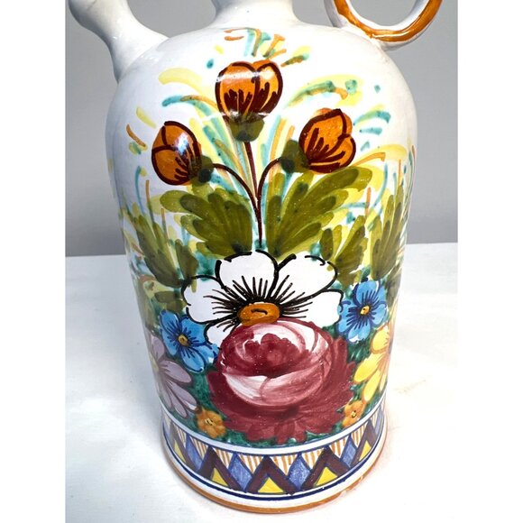 A. C. Torreglia Abano Hand-Painted Ceramic Floral Oil & Vinegar Dispenser With H - Picture 2 of 7
